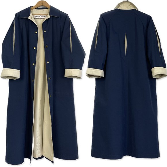 Bonnie Cashin Jackets & Blazers - VTG Bonnie Cashin Contrast Pleated Long Trench Canvas Rain Coat